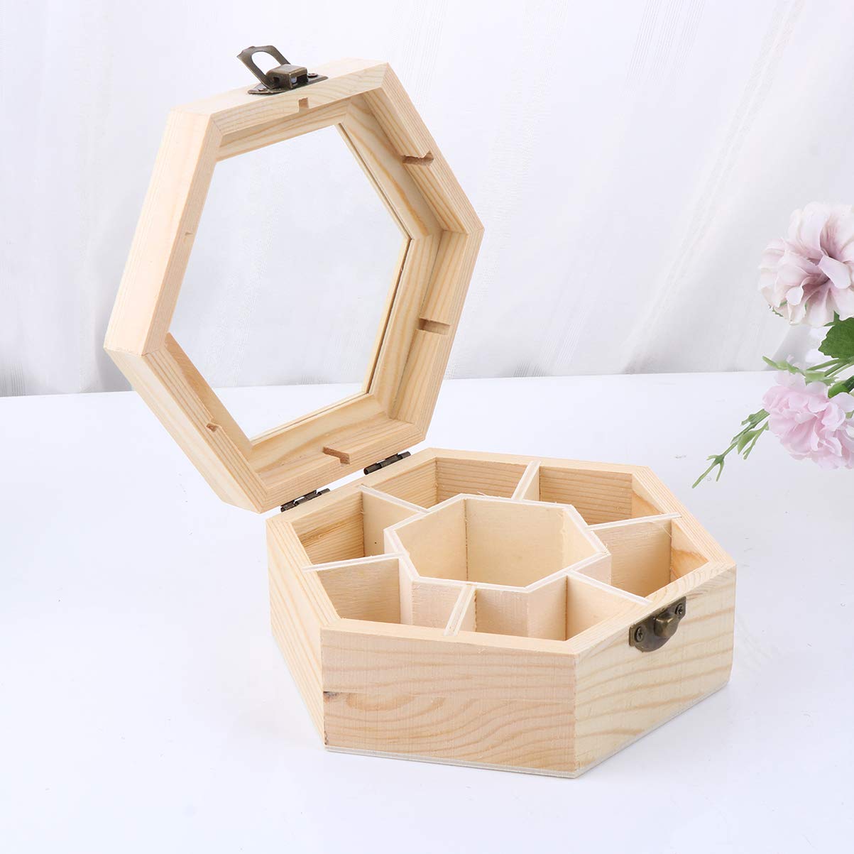 Amazon｜EXCEART 未完成木製ジュエリーボックス 六角形 DIY 小物入れ